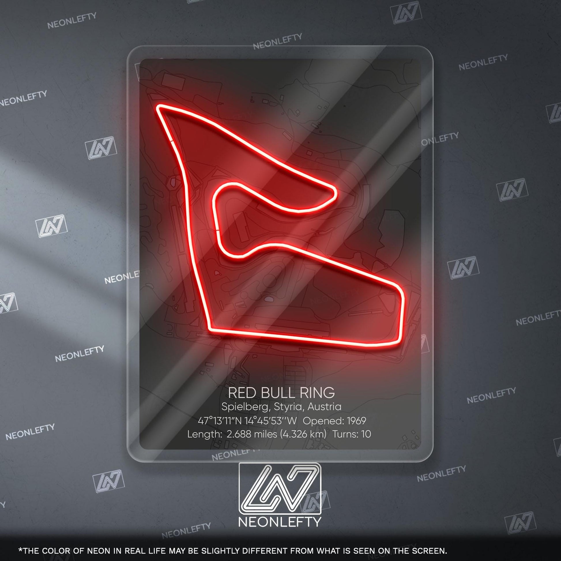 Red Bull Ring Neon Sign - Legendary Austrian Formula 1 circuit wall art, perfect for garage, man cave, gaming room or motorsport interior