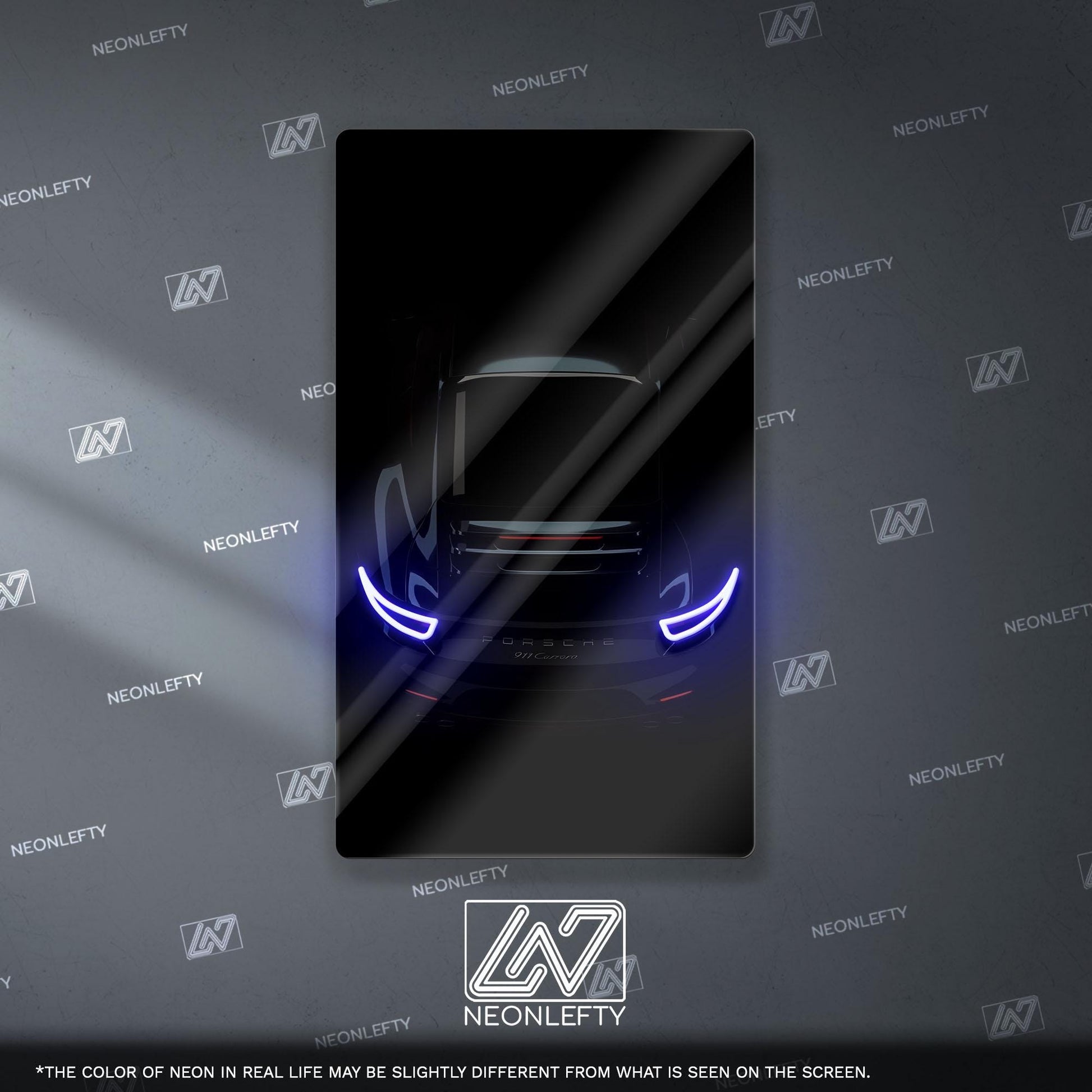 Porsche 911 GT Neon Sign - iconic rear view supercar wall decor for garage man cave racing room or luxury automotive interior display