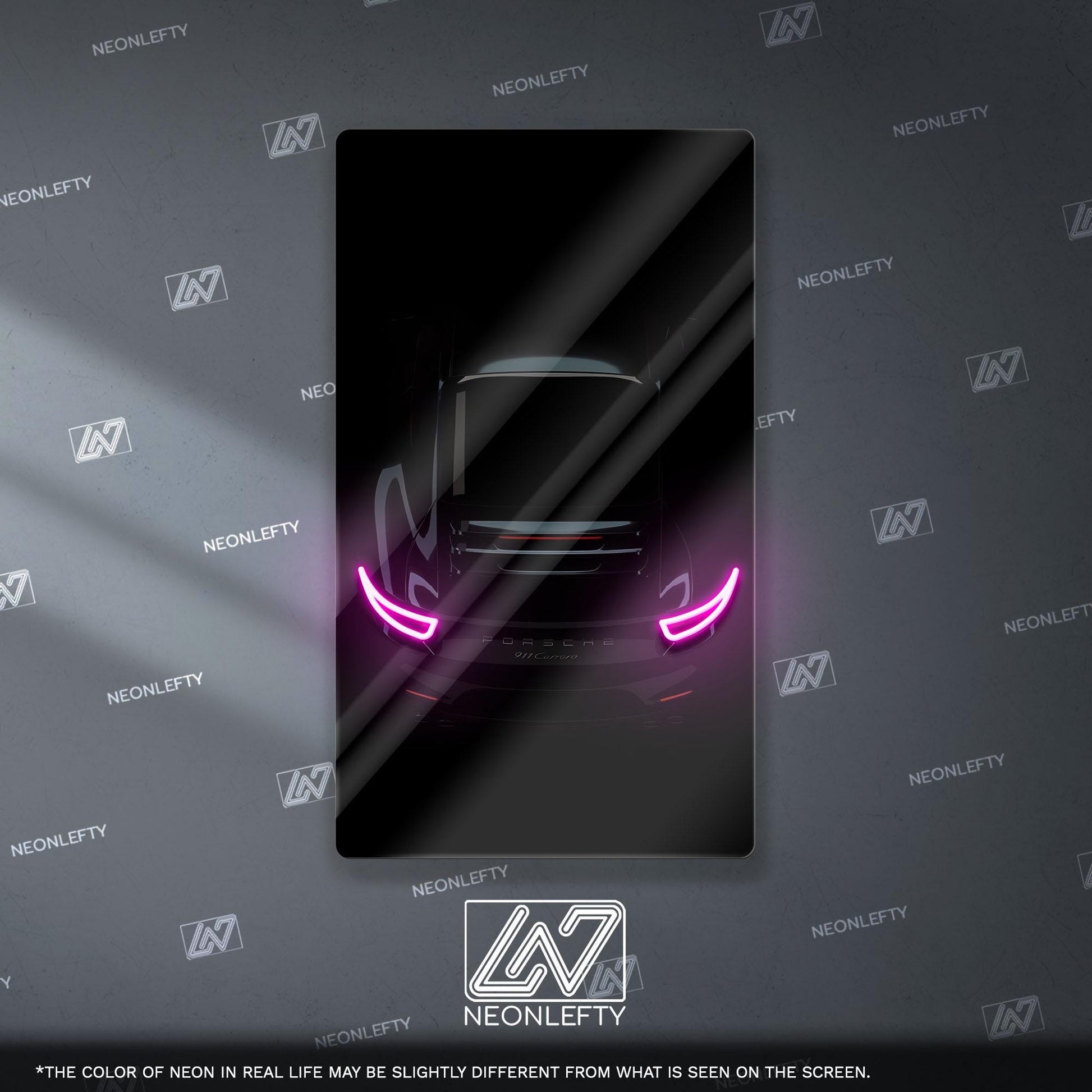 Porsche 911 GT Neon Sign - iconic rear view supercar wall decor for garage man cave racing room or luxury automotive interior display