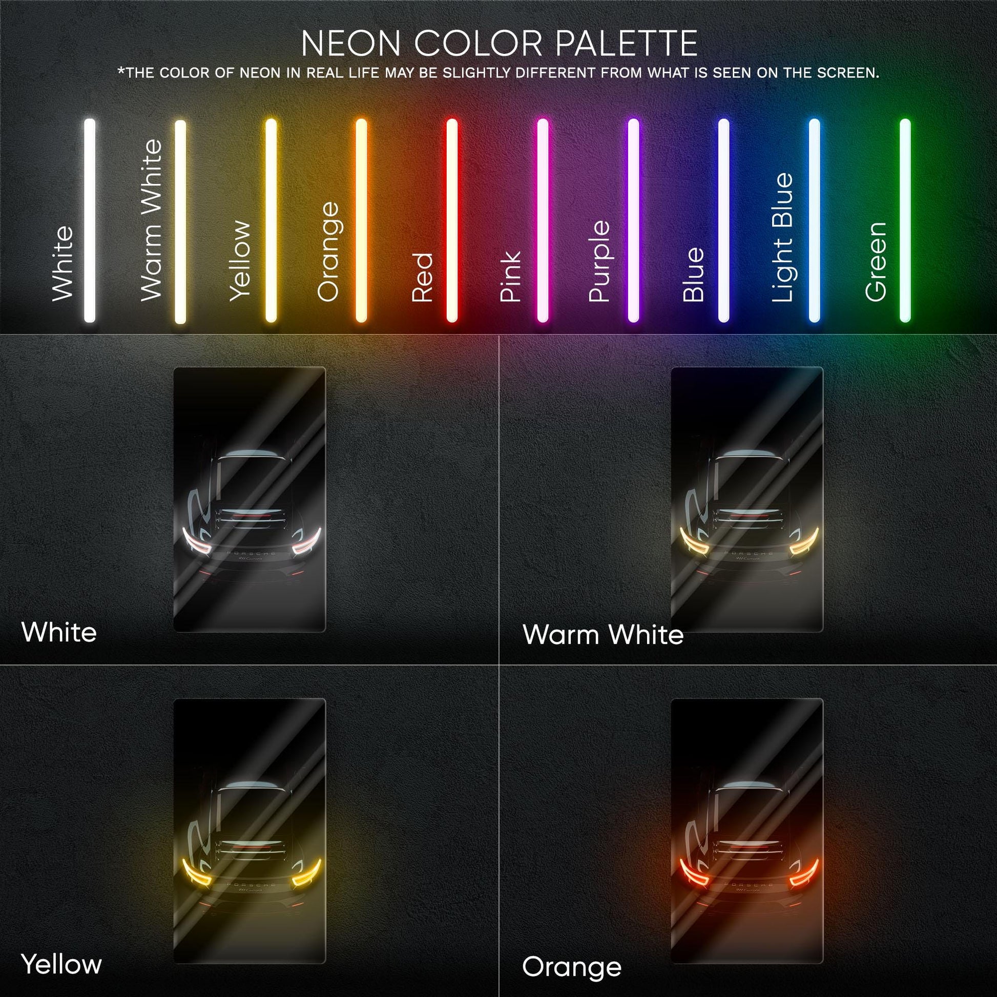 Porsche 911 GT Neon Sign - iconic rear view supercar wall decor for garage man cave racing room or luxury automotive interior display