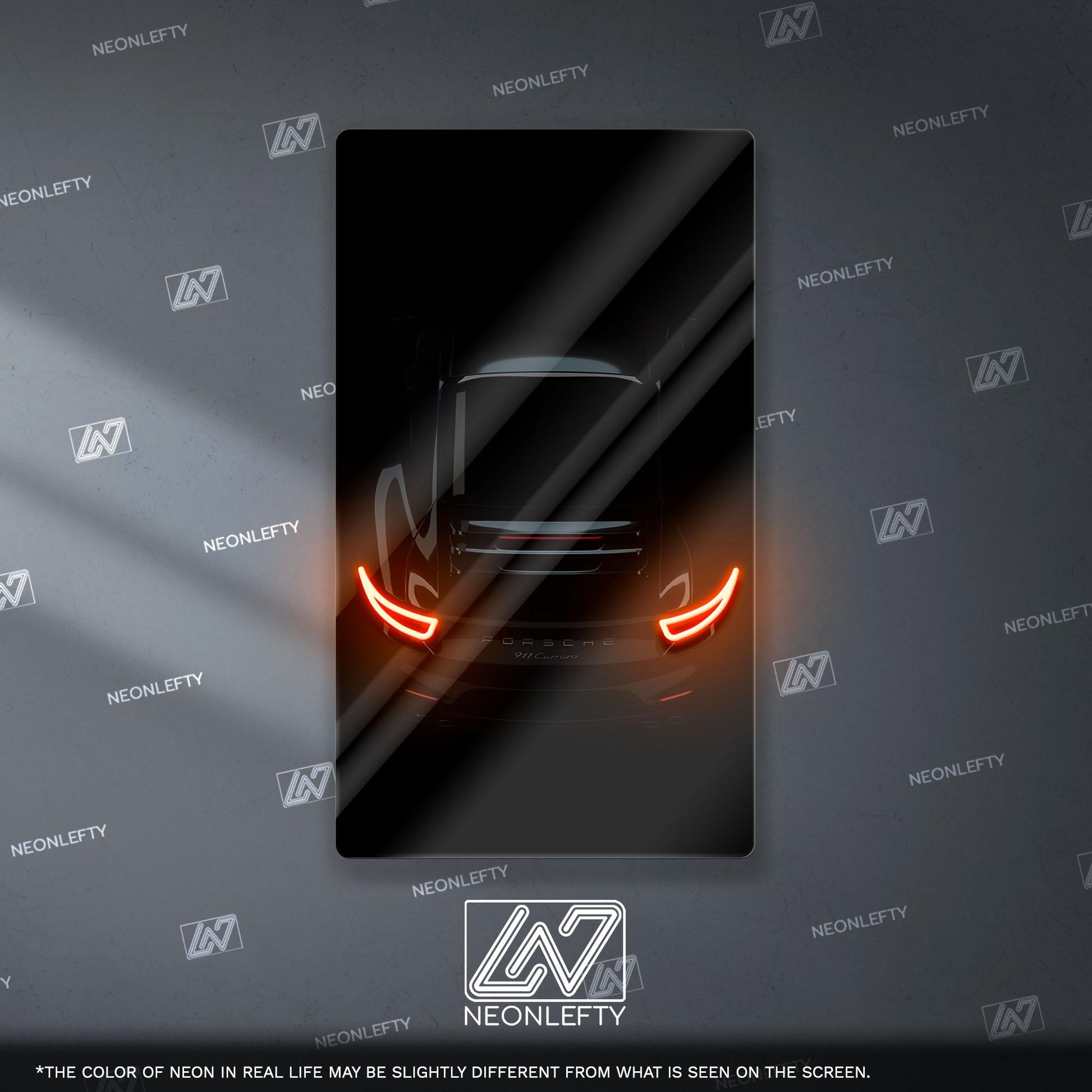 Porsche 911 GT Neon Sign - iconic rear view supercar wall decor for garage man cave racing room or luxury automotive interior display