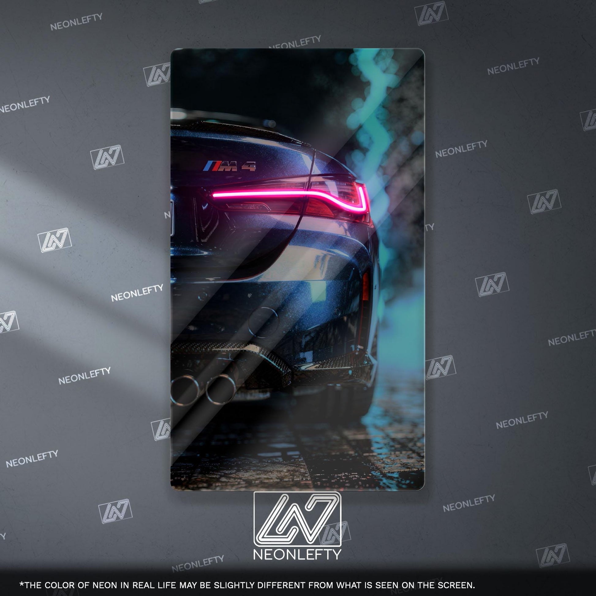 BMW M4 Neon Sign - Aggressive front view wall art inspired by modern performance design, perfect for garage, man cave or car room