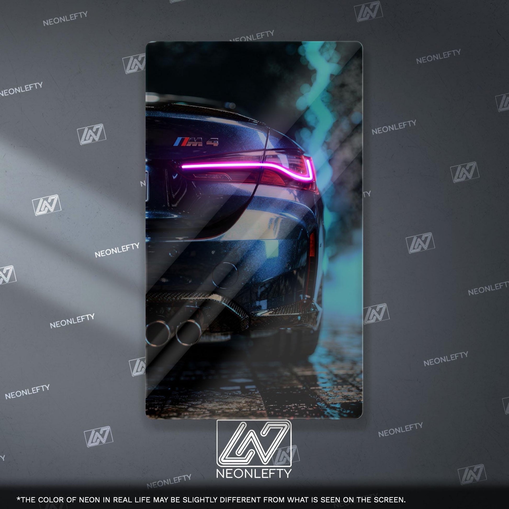 BMW M4 Neon Sign - Aggressive front view wall art inspired by modern performance design, perfect for garage, man cave or car room