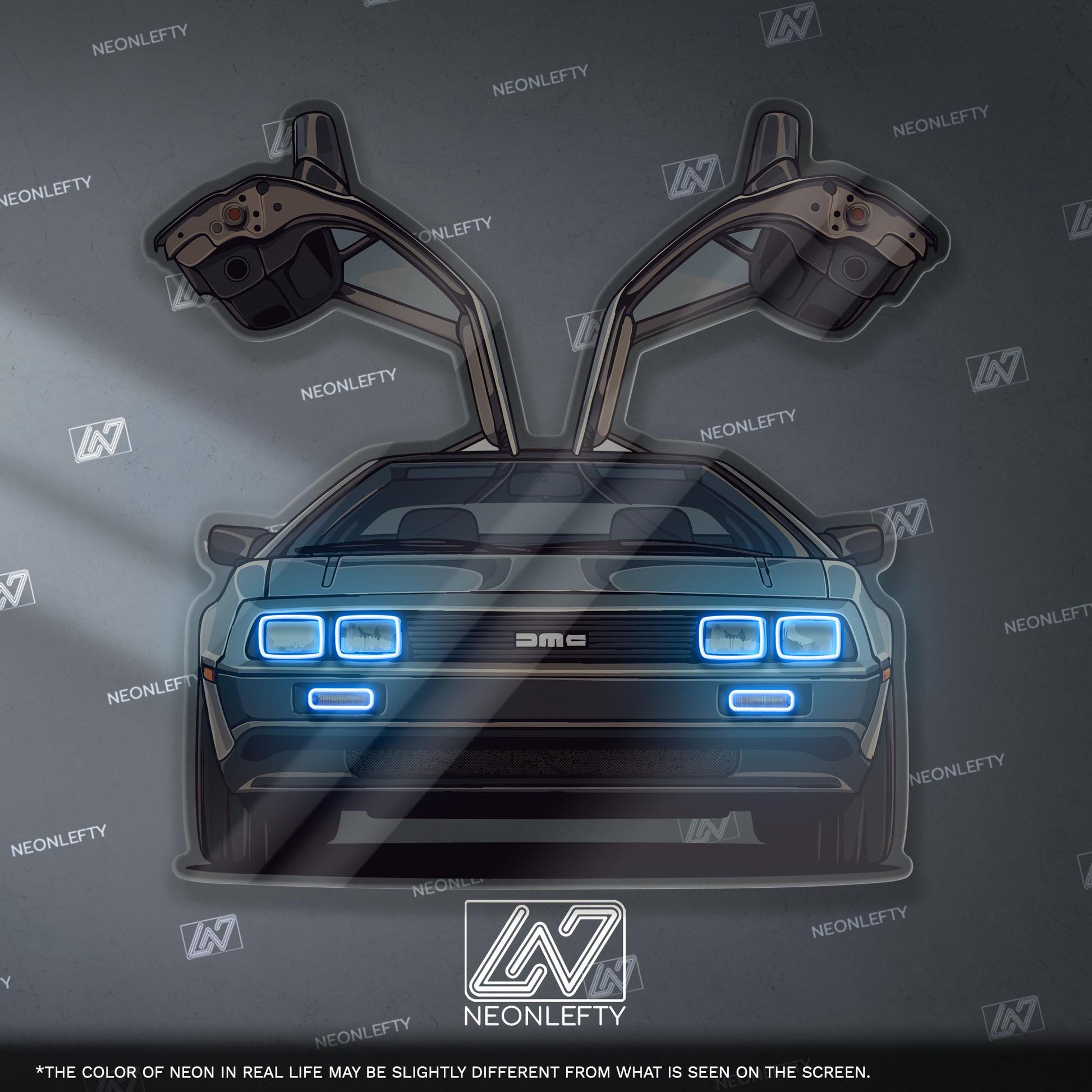 DeLorean DMC-12 Neon Sign – retro iconic time machine car wall decor for garage man cave 80s movie fan gift