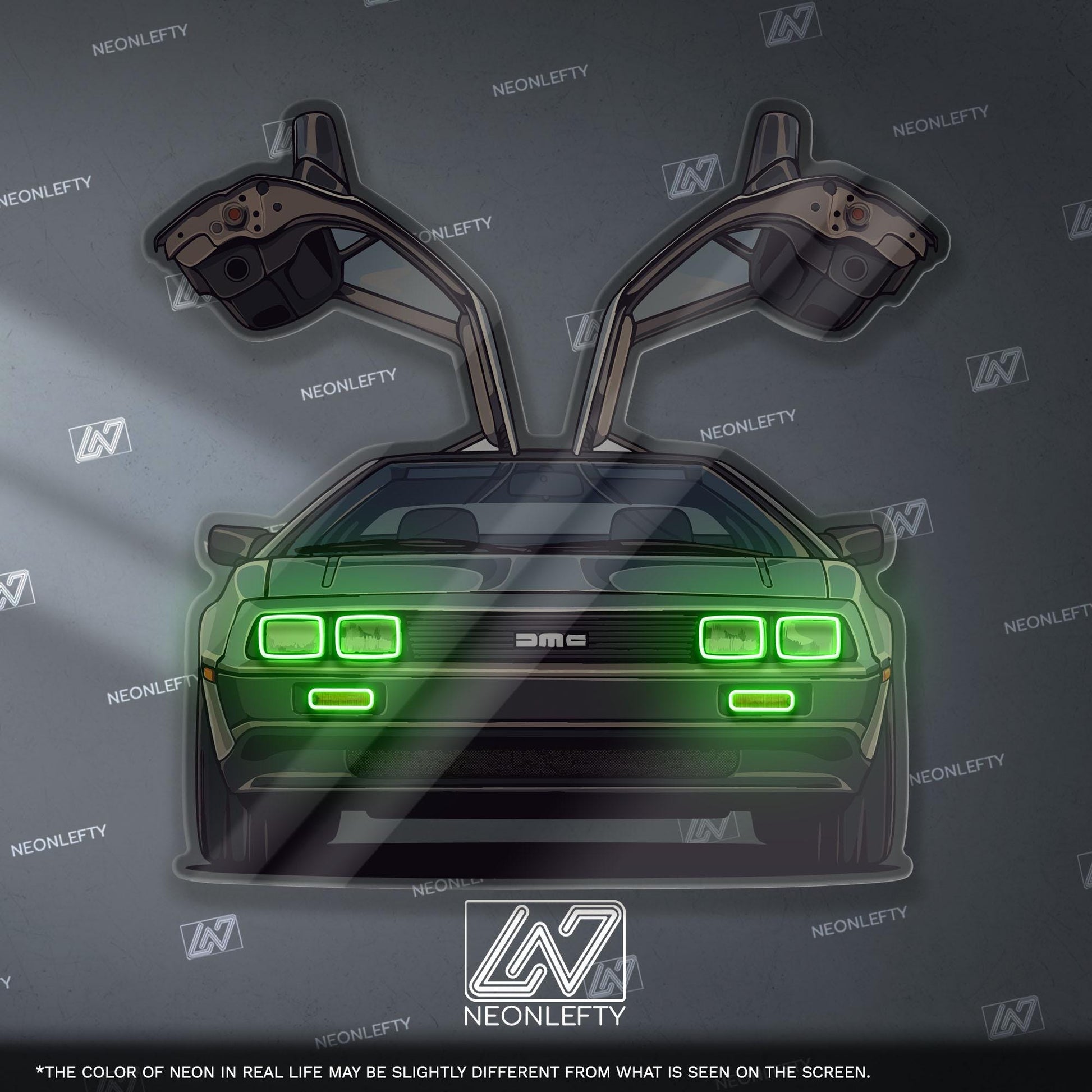DeLorean DMC-12 Neon Sign – retro iconic time machine car wall decor for garage man cave 80s movie fan gift