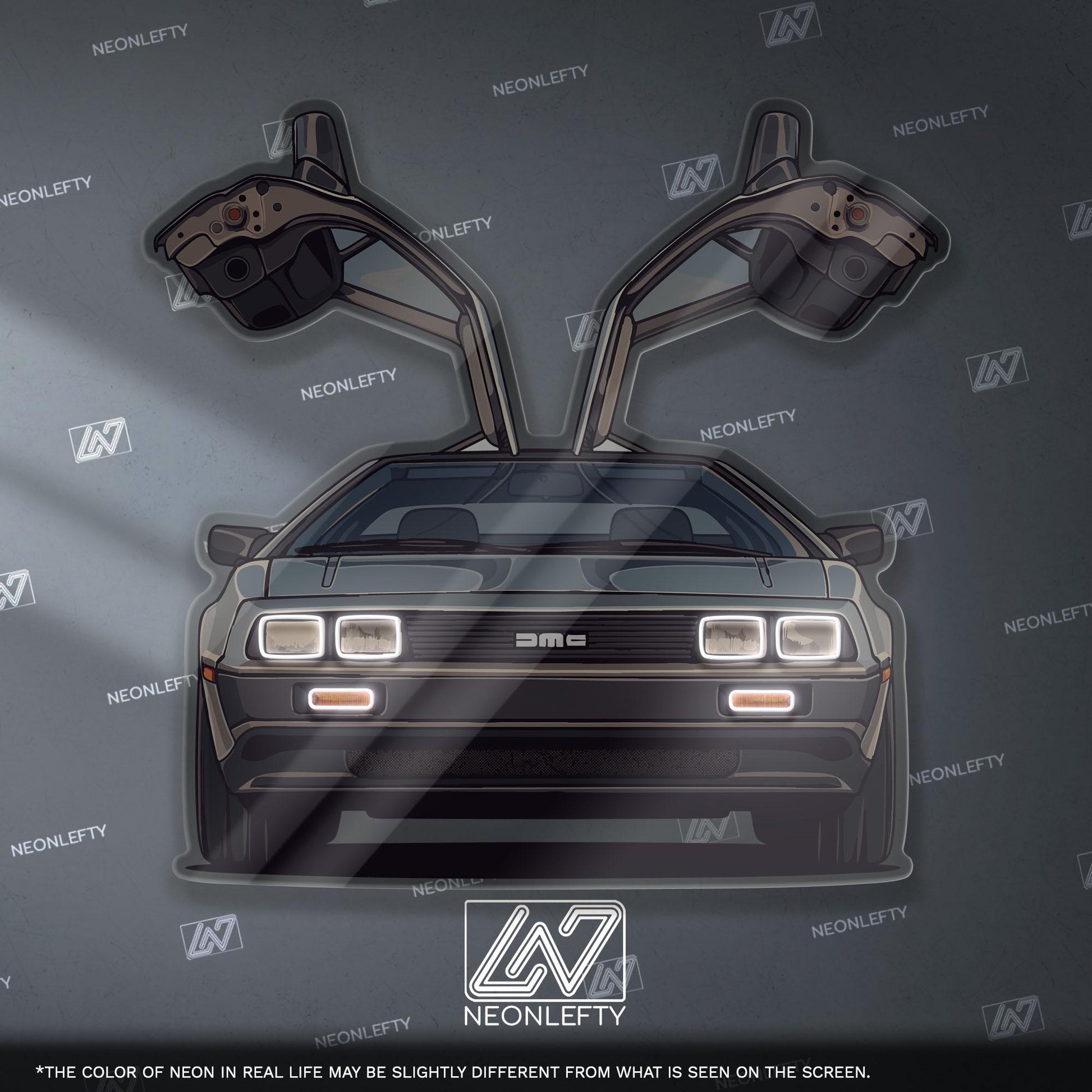 DeLorean DMC-12 Neon Sign – retro iconic time machine car wall decor for garage man cave 80s movie fan gift